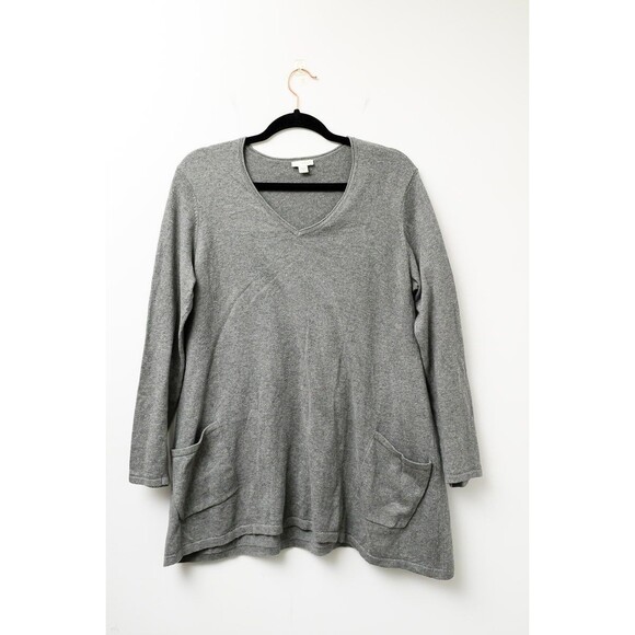 Pure Jill Tops - Pure Jill M Gray pullover v-neck top Tunic pockets